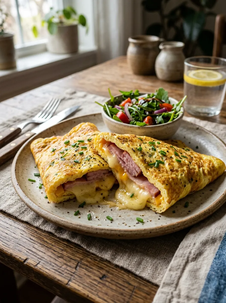 Ham and Cheese Omelet Wrap