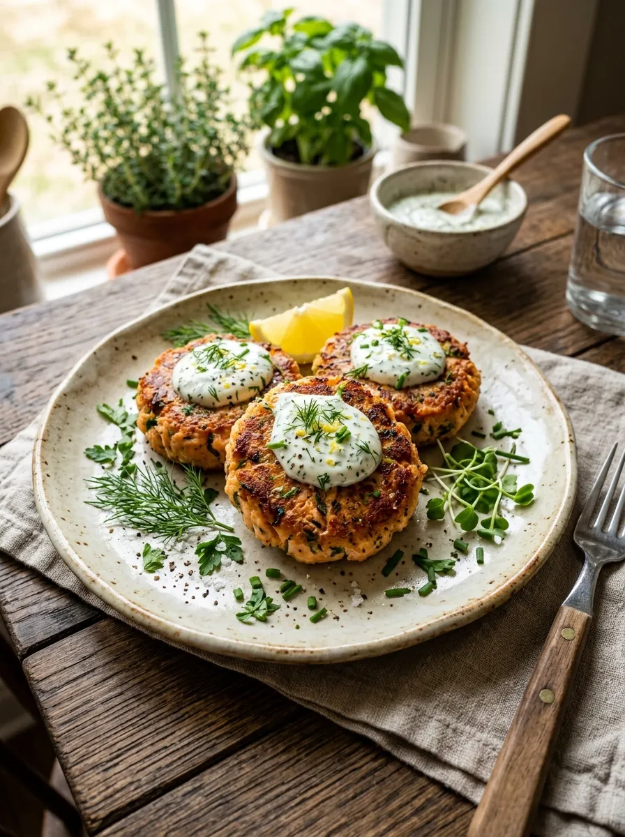 Salmon Cakes with Dill Sauce